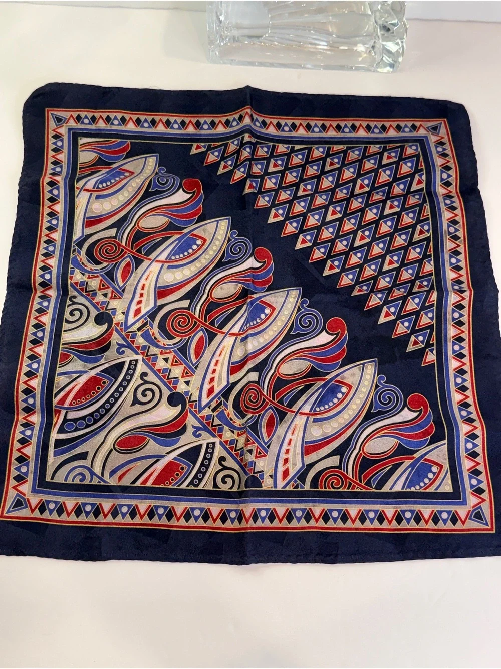 ❤️💙 Vintage Americana Silk Pocket Square Handkerchief 12” x 12” ❤️💙
